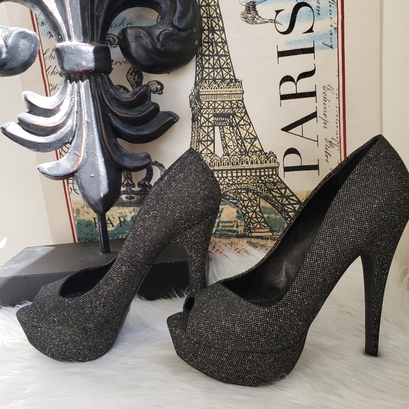 sparkle platform heels